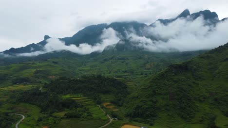 vegetation and fog over mountain peaks, cán tỷ, quản bạ district, vietnam