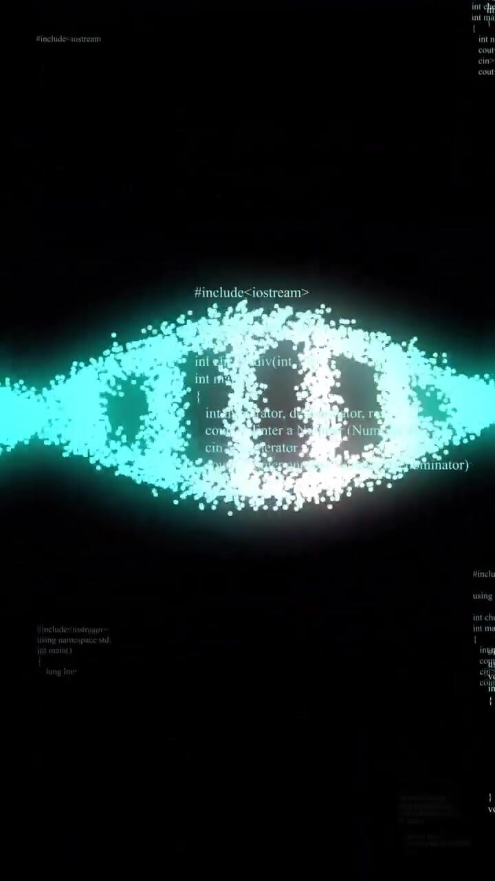 Animation of dna strand over data processing on black background