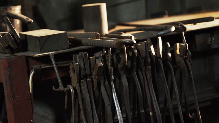 Blacksmith tools at workshop
