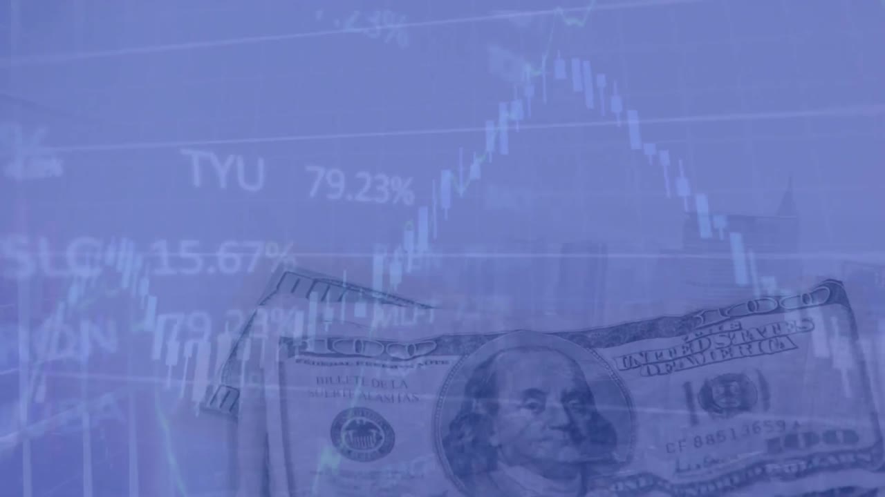 animación del procesamiento de datos sobre billetes