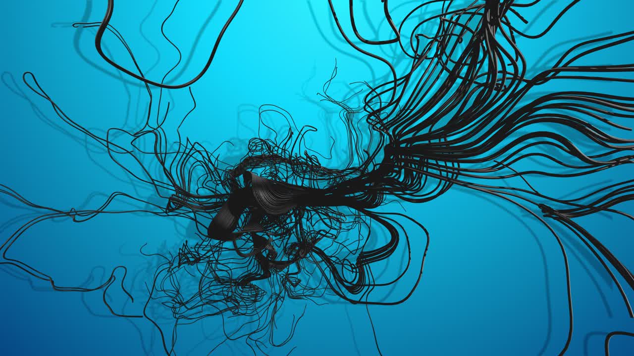 señales ai. 4k abstracto en bucle bg. flash multicolor de líneas curvas. concepto de red neural de computación, inteligencia artificial. luces de neón como guirnaldas o relámpagos. luma mate como canal alfa