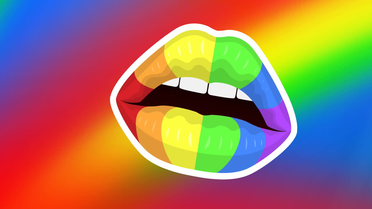 animación de labios de arco iris lgbtq sobre el fondo del arco iris