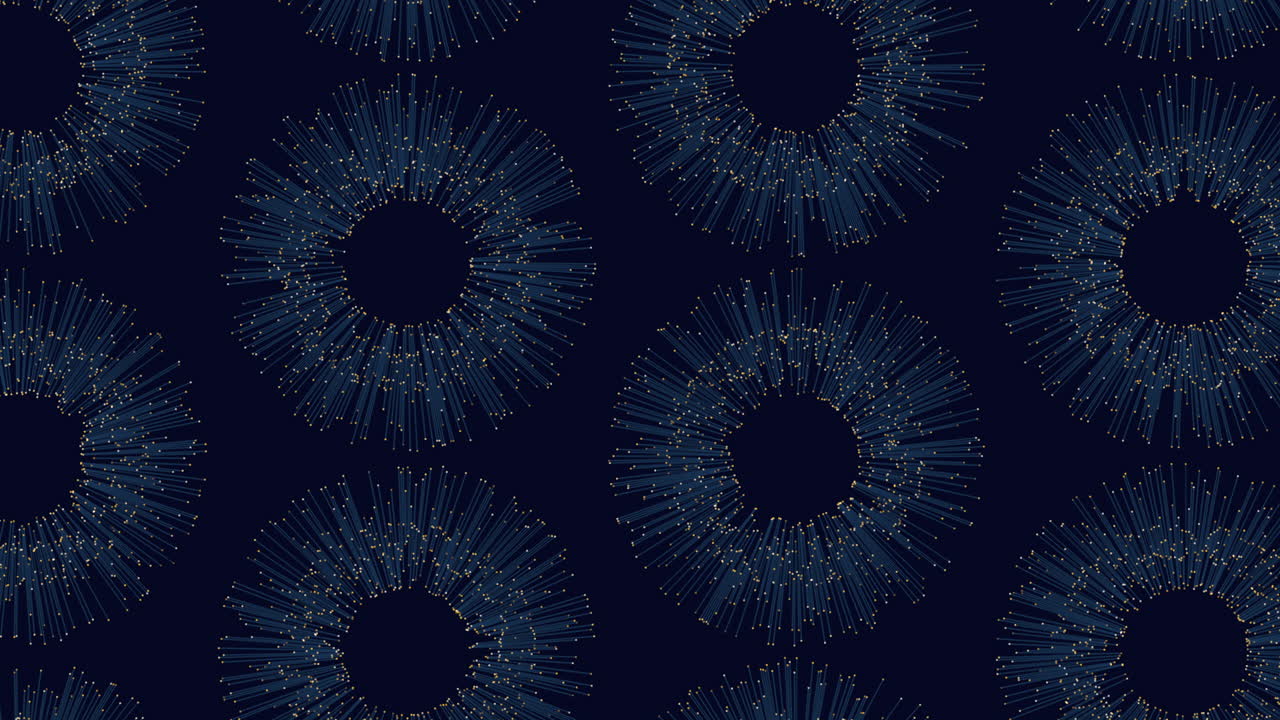Futuristic neon circles pattern with glitters in dark galaxy