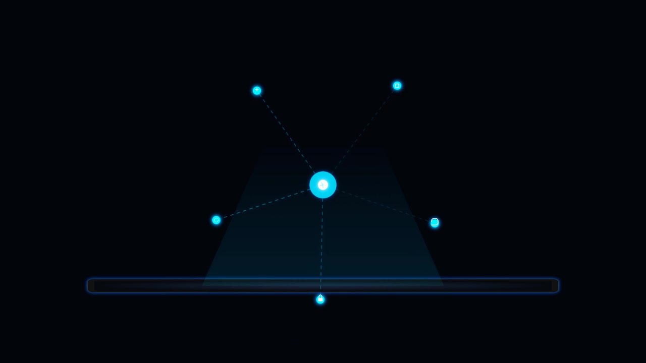 Animação de Conexão de Rede Digital Abstrata com Nós Brilhantes