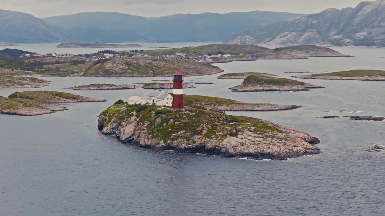 Buholmrasa Leuchtturm in Trøndelag, Norwegen – Luftaufnahme