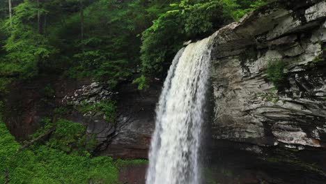 Fresh-Mountain-Stream-and-Waterfall,-Aerial-View-of-Falls-of-Hills-Creek-in-Forest-of-Monongahela-National-Park,-West-Virginia-USA