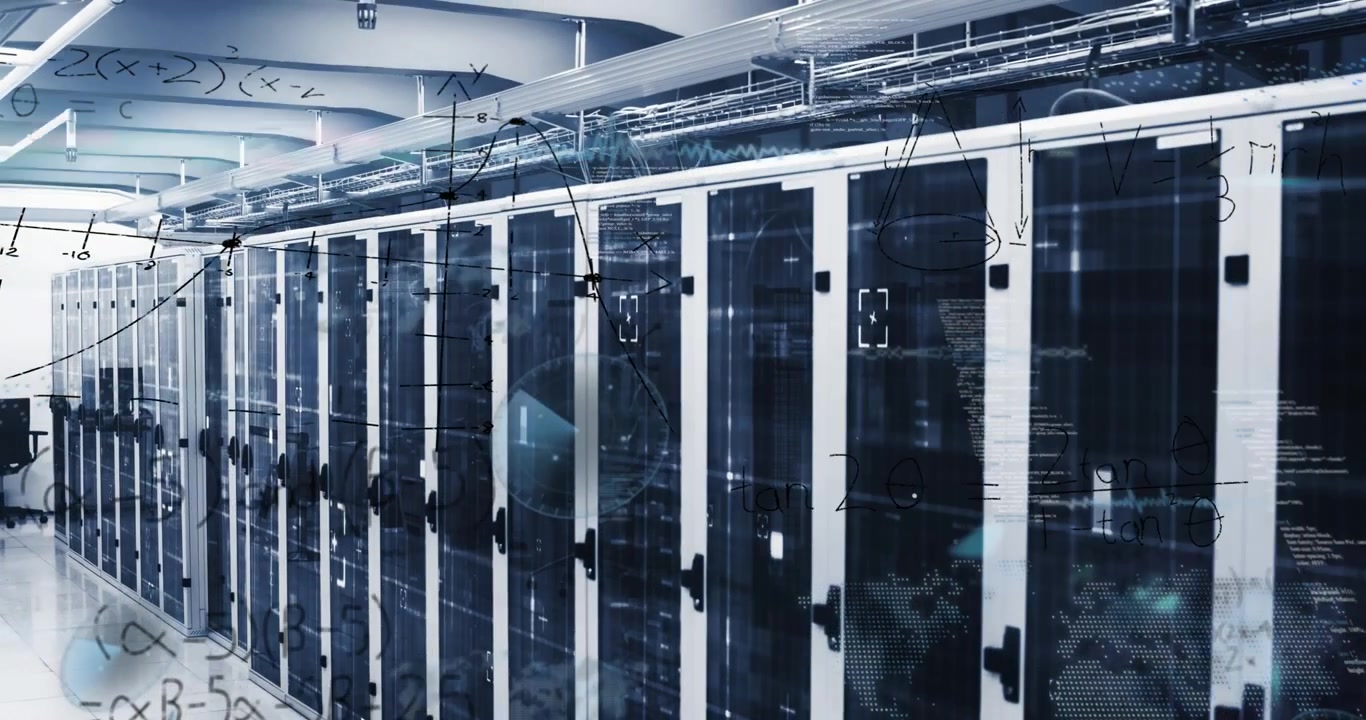 Animation of data processing over server room