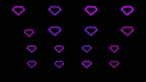 pulsing neon purple diamonds pattern in rows 6