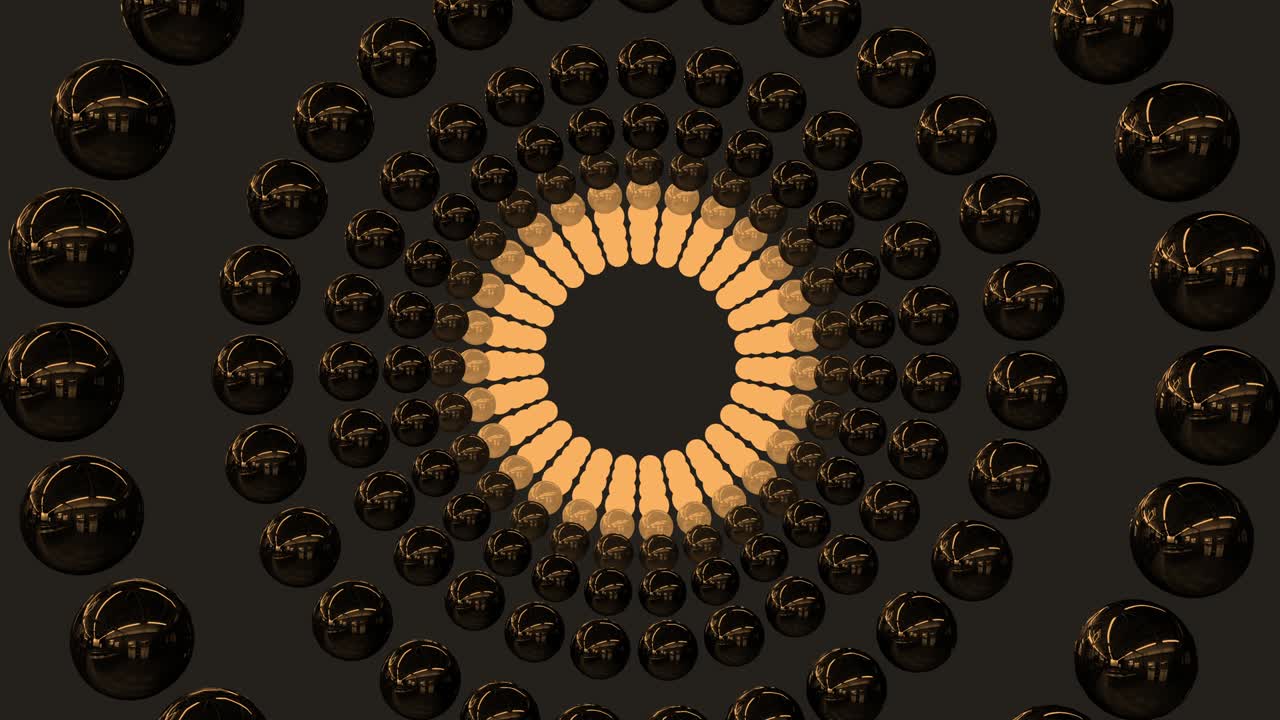 4k 골든 스피어 원형 이동 추상 애니메이션 원활한 루프