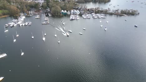 drone view of marina, belle isle, bowness-on-windemere