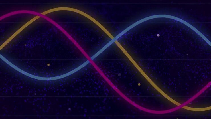 Abstract Motion Background with Intertwining Neon Sine Waves