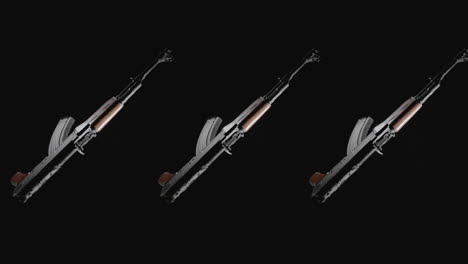 machineguns on the dark background rotate in slowmotion