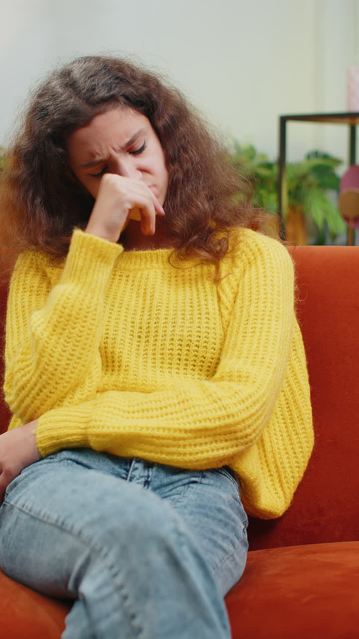 Teen girl at home suffers from unfair situation problem break up depressed feeling bad burnout