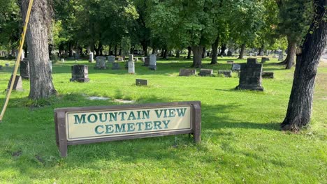 grass and trees of the mountain view cemetery, ashland, oregon