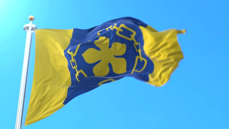 Flagge der Stadt Hamilton in Ontario, Kanada. Schleife