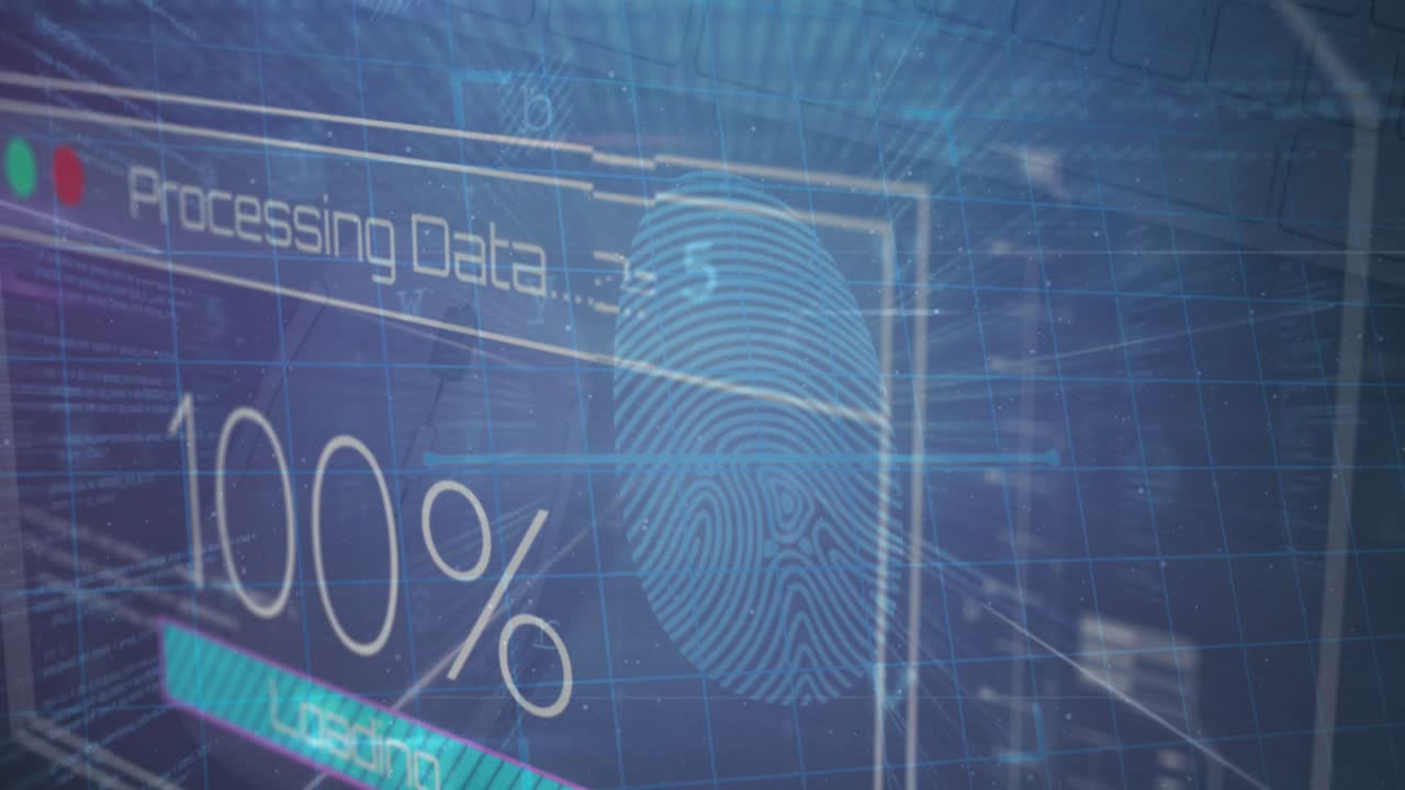 animación del procesamiento de datos en pantallas móviles sobre fondo azul