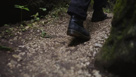 person walking on a rocky trail