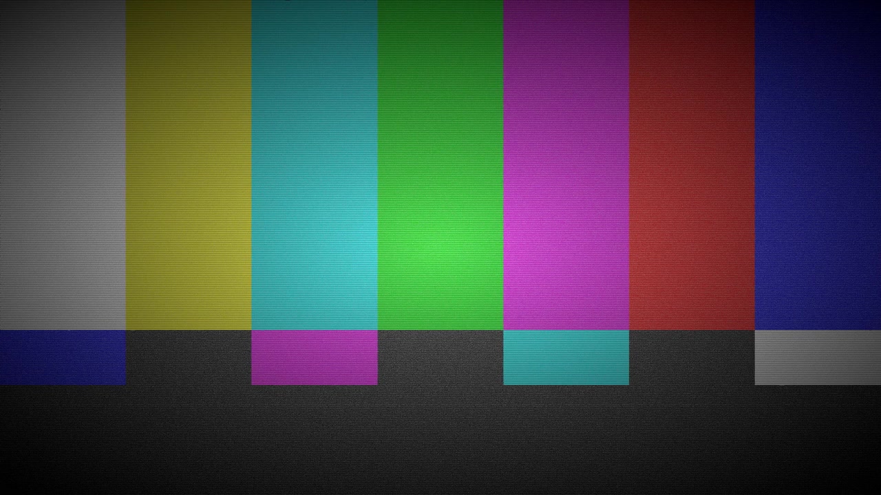Television SMPTE Color Bars Test Pattern with Analog Signal Noise