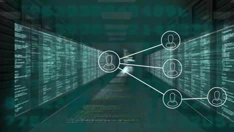 Animación-De-Red-De-Conexiones-Con-Iconos-De-Personas-Y-Procesamiento-De-Datos-Sobre-Servidores