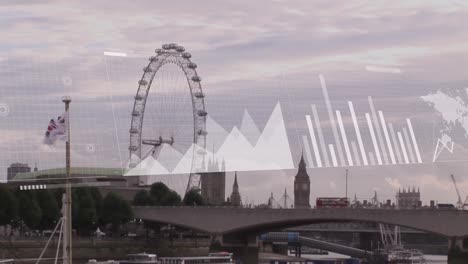 Animación-Del-Procesamiento-De-Datos-Financieros-Sobre-El-Paisaje-Urbano-De-Londres.