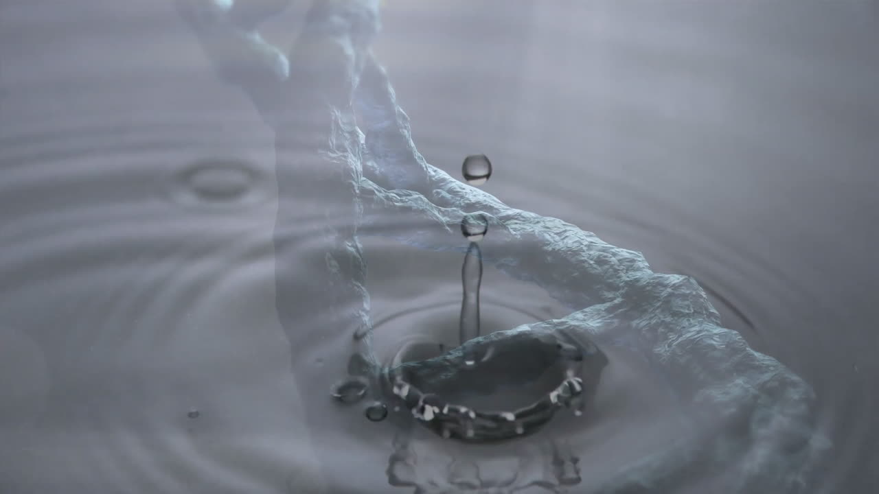 Creating ripples and splash, water droplet in slow motion animation