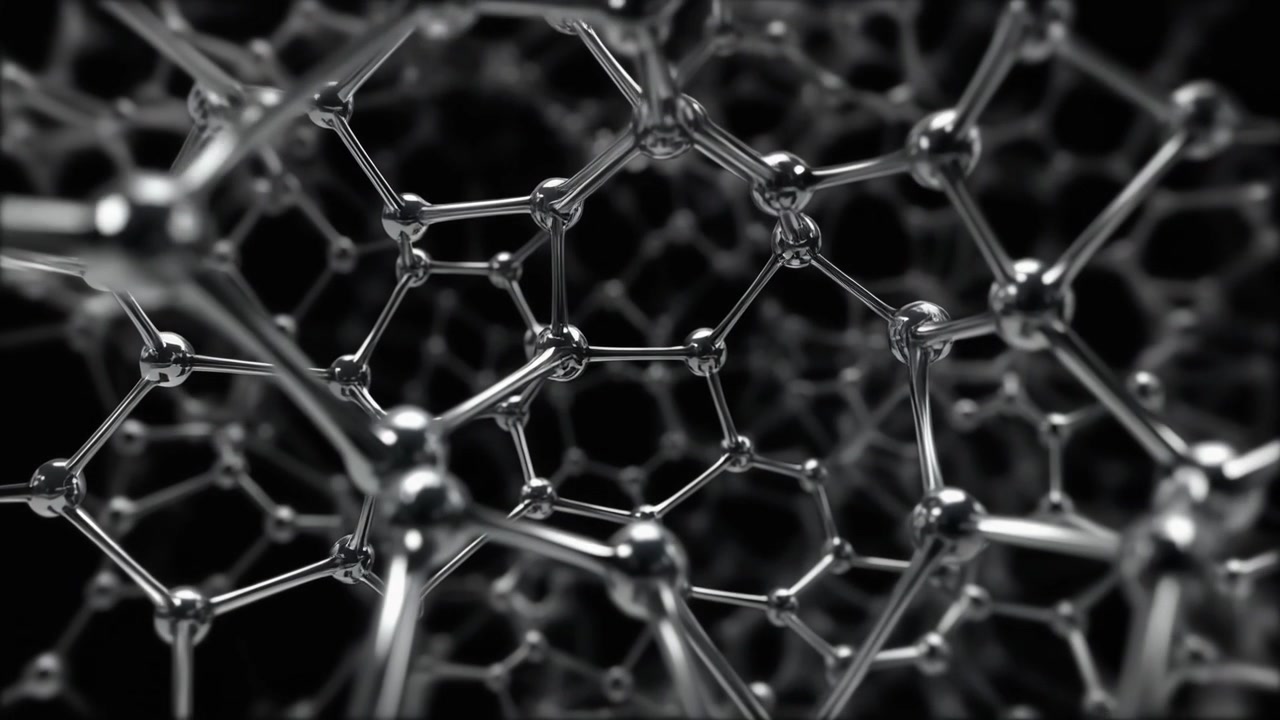 Animazione 3D astratta di struttura molecolare metallica