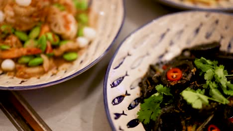 delicious seafood dishes being prepared and served