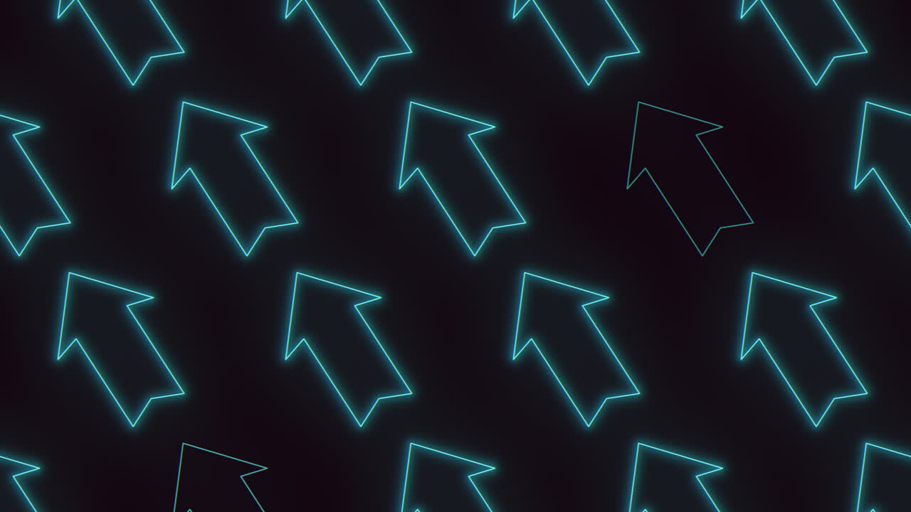 flechas de neón azul en filas en degradado negro