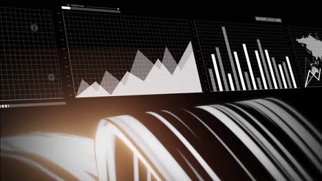 Animación-De-Procesamiento-De-Datos-Y-Líneas-Sobre-Fondo-Negro