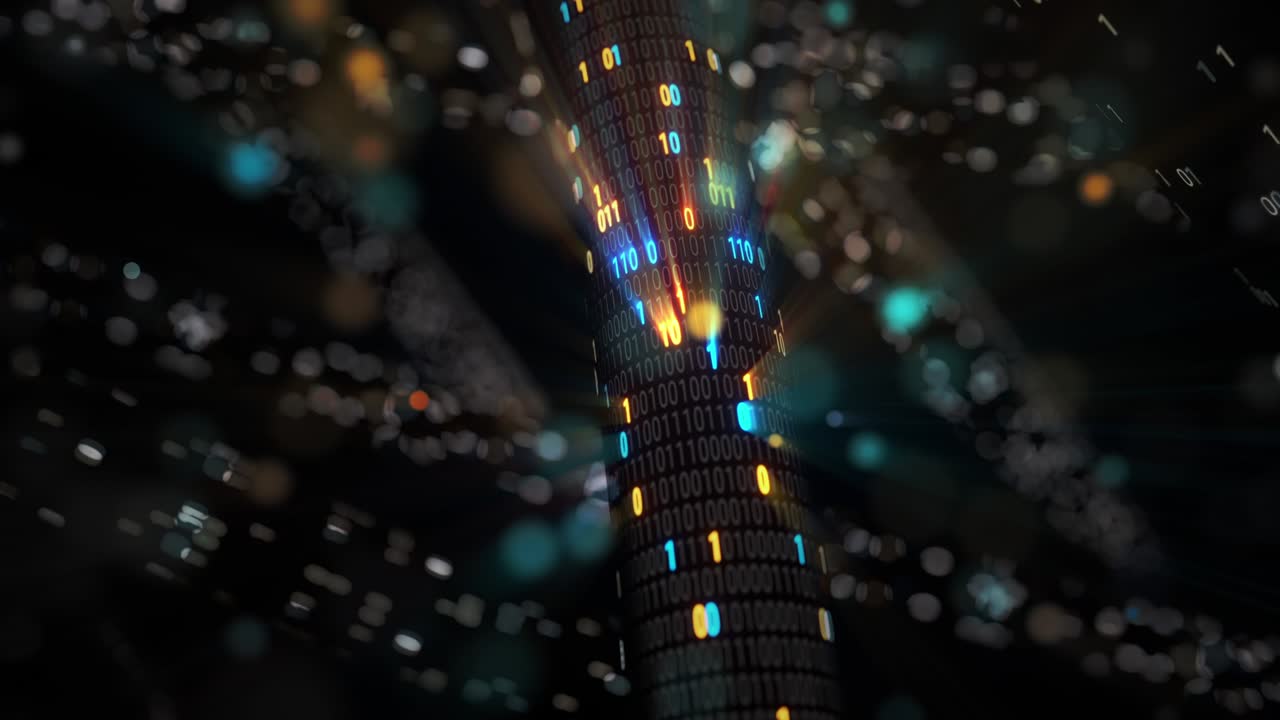 Big data cloud computing internet of things IOT AI network technology. Seamless loop 4K VJ background.