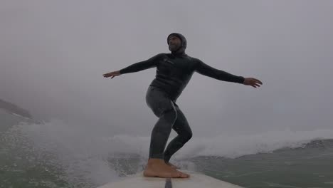 strong cutback and huge snap on end in the best waves of portugal: praia grande beach