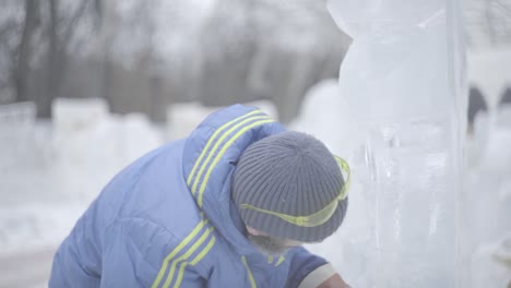 ice sculpting in winter