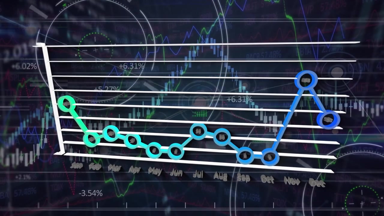 Animation of network of connections and digital interface over black background