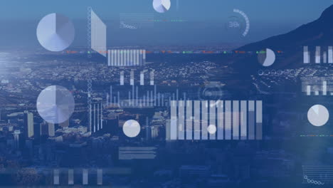 animation of data processing over cityscape