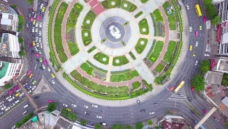 Aerial view road area Huge roundabout, Wongwian Yai Bangkok, Thailand