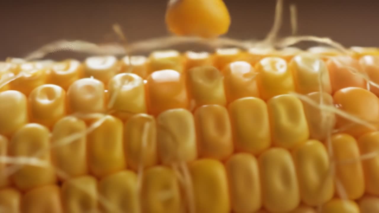 Close-Up Exploration of Ripe Corn Kernels Revealing Their Vivid Yellow Color and Unique Texture in a Detailed Agricultural Context
