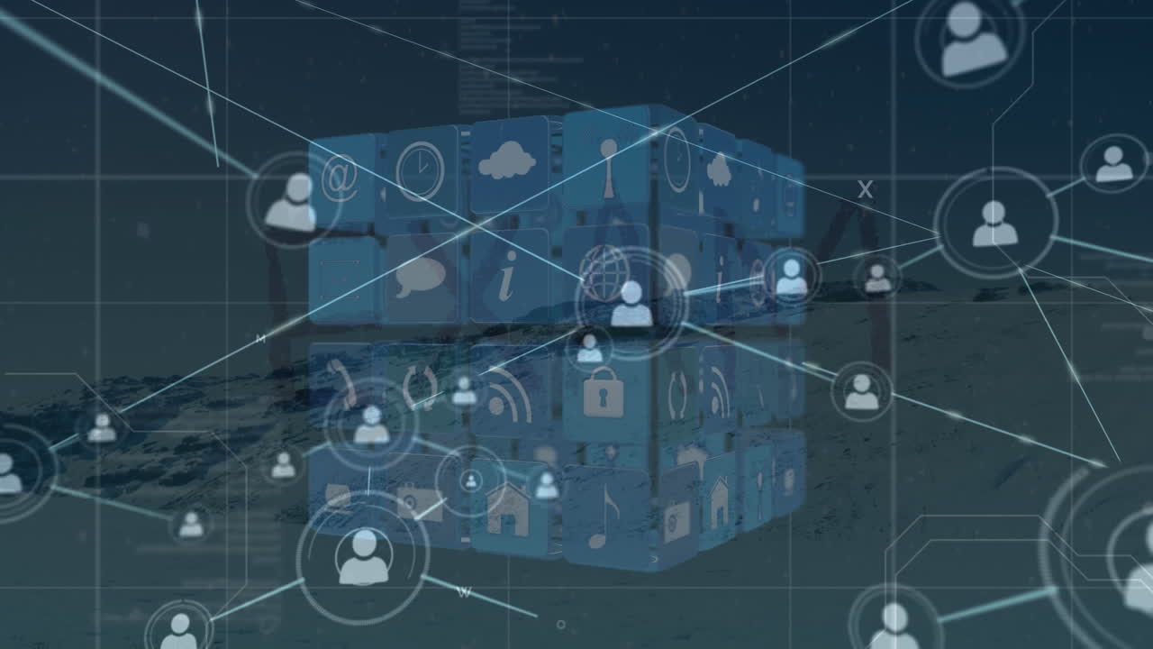 아이콘의 애니메이션과 풍경에 대한 연결 네트워크