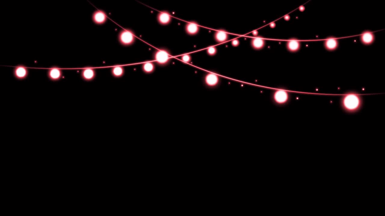 marco de guirnaldas de luz roja de animación sobre fondo negro.