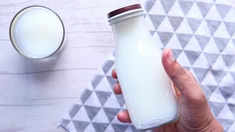 milk bottle and glass