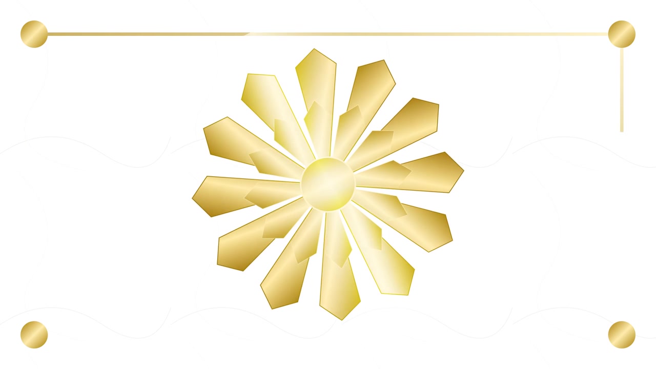 Ornamento Floral Dourado Girando em Fundo Branco