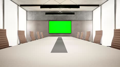 modern conference room with chroma key tv on wall