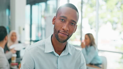 business man, face and leadership in meeting