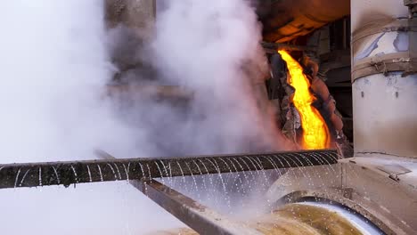 molten metal pouring at a steel mill