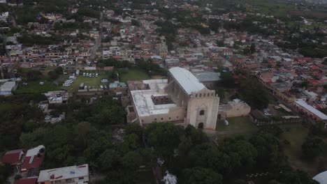 The-San-Juan-Bautista-church-sits-in-the-middle-of-Tlayacapan,-a-pueblo-magico-in-Mexico