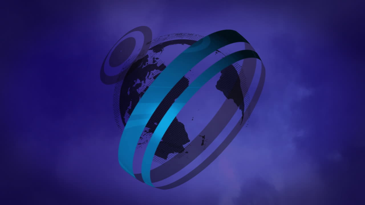 animación de globos y círculos sobre nubes oscuras