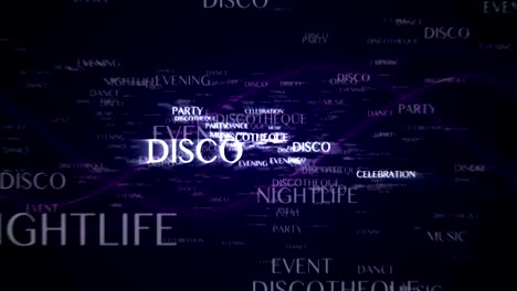 animación de texto de discoteca, palabras clave y explosión final y pantalla verde, renderización, fondo, bucle
