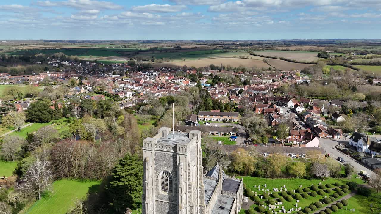 Lavenham medieval Village Suffolk UK drone,aerial