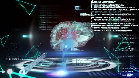 animazione del cervello con tecnologia e elaborazione dei dati