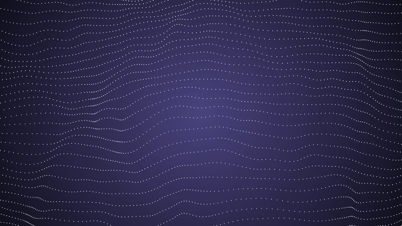Animation of rows of several dots forming a grid moving in hypnotic motion on a blue background. The concept of color and movement is a digitally generated image. Swim the waves