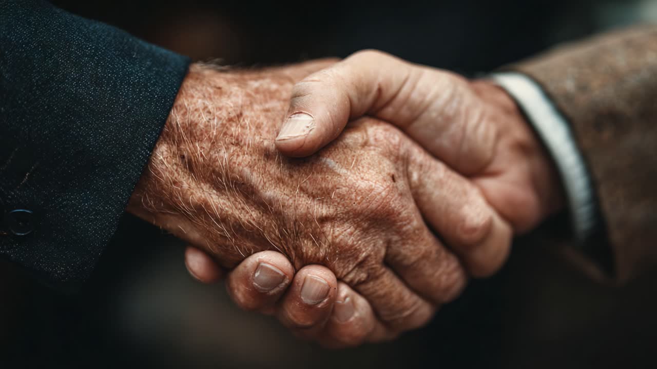A Symbolic Handshake Between Two Individuals: Capturing the Essence of Trust, Connection, and Mutual Understanding Through a Close-Up View of Their Hands